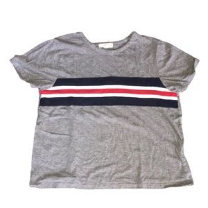 Glitz Top Cotton T Shirt Juniors XL Gray Stripes